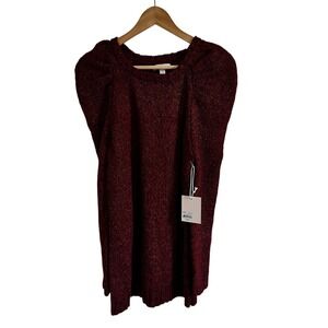 LC Lauren Conrad Tunic Sweater Puff Sleeve Knit Top Maroon Small‎